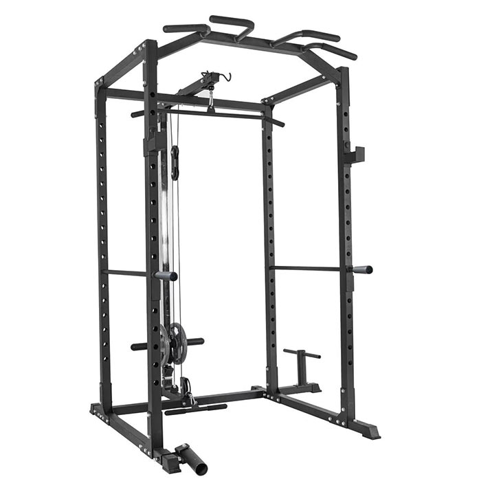 Power Rack Multifunzionale con Landmine e Carrucole, Gabbia Squat Regolabile - Fino a 360kg