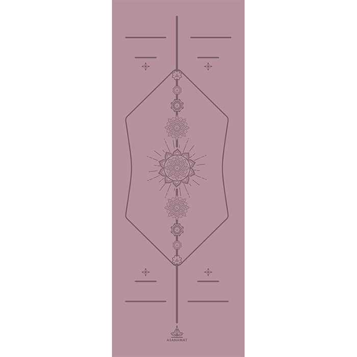 Tappetino yoga in PU e gomma naturale Mandala LIGHT PURPLE con indicatori allineamento antiscivolo grip avanzato
