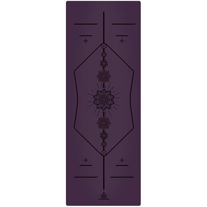 Tappetino yoga in PU e gomma naturale Mandala con indicatori allineamento antiscivolo grip avanzato